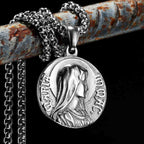 Collar con Dije de Fe con Ícono de Jesús y María a Doble Cara Estilo Clásico
