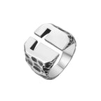 Anillo de Fe en Acero Inoxidable con Cruz Grabada Estilo Minimalista, 3 Colores