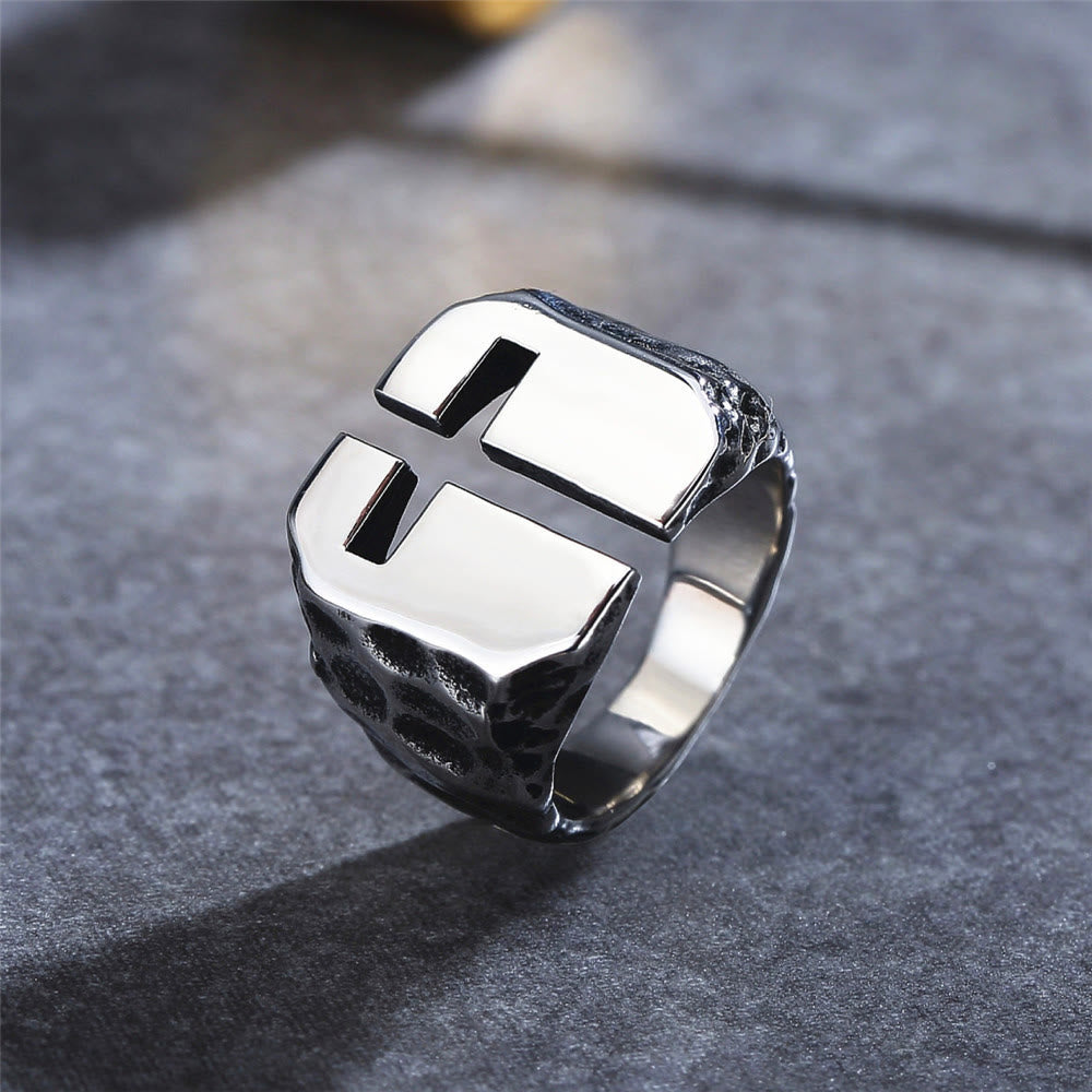 Anillo de Fe en Acero Inoxidable con Cruz Grabada Estilo Minimalista, 3 Colores