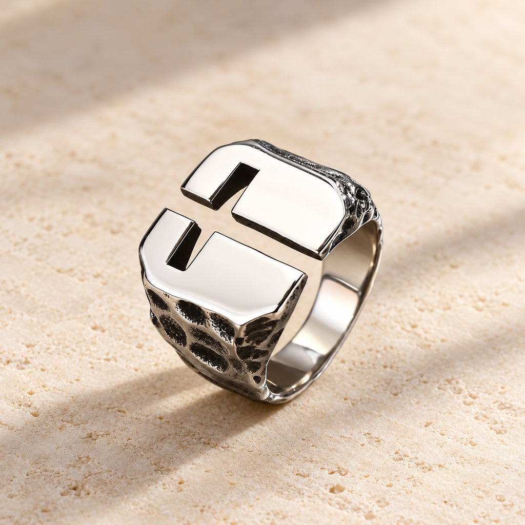 3 Colors Minimalist Style Cross Engraved Stainless Steel Faith Ring