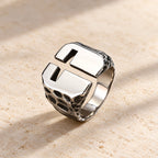 3 Colors Minimalist Style Cross Engraved Stainless Steel Faith Ring