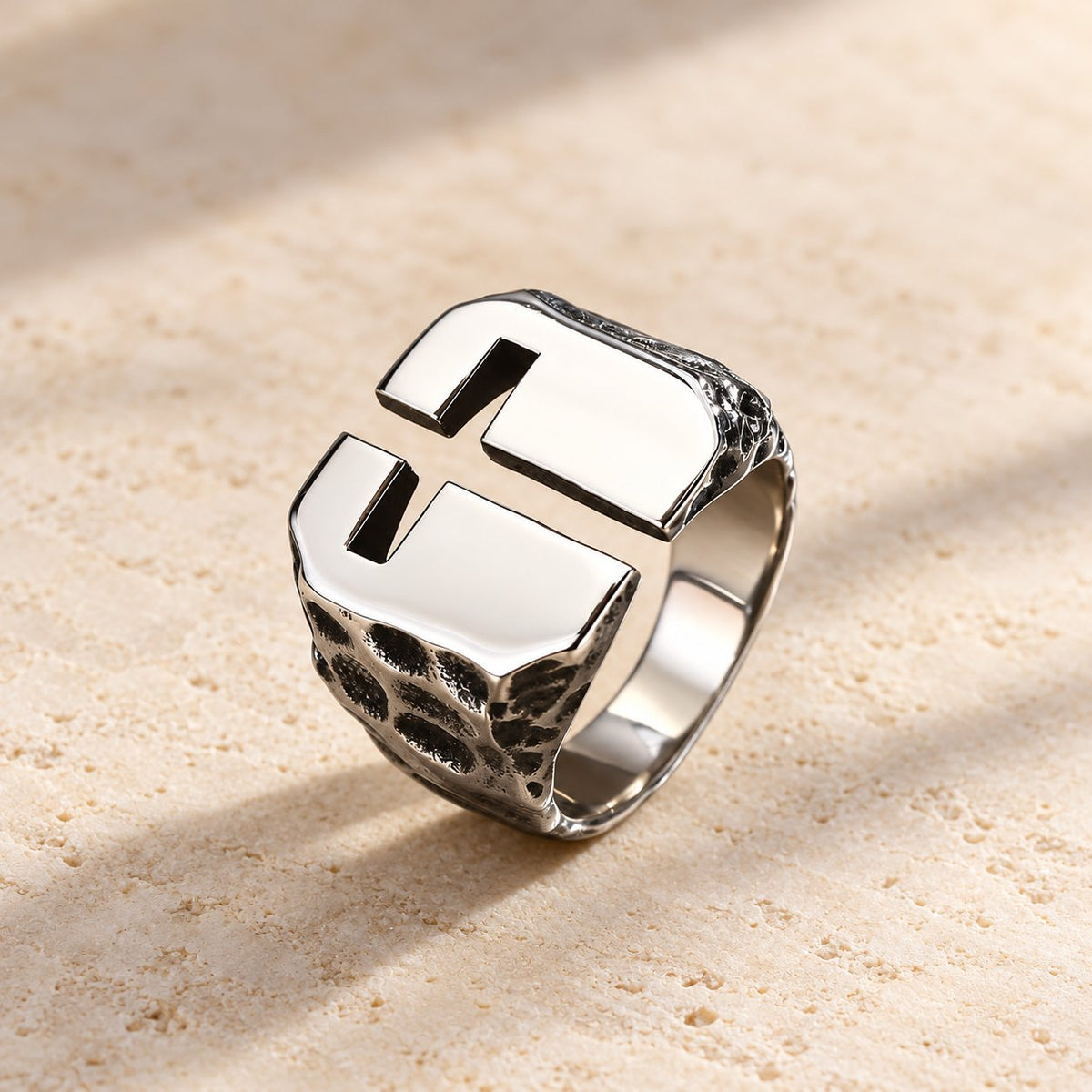 3 Colors Minimalist Style Cross Engraved Stainless Steel Faith Ring