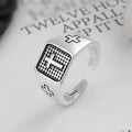 Anillo de Fe Ajustable de Plata de Ley 925 con Cruz Grabada Minimalista