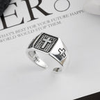 Anillo de Fe Ajustable de Plata de Ley 925 con Cruz Grabada Minimalista