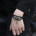 Pulsera Ajustable de Cordón de Cuero con Pez de Jesús Estilo Retro