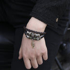 Pulsera Ajustable de Cordón de Cuero con Pez de Jesús Estilo Retro