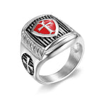 Anillo Escudo Templario con Cruz - Emblema Sagrado de Valor y Fe
