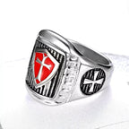 Anillo Escudo Templario con Cruz - Emblema Sagrado de Valor y Fe