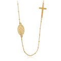 Collar Elegante Tono Oro con Medalla Milagrosa y Dije de Cruz Sencilla