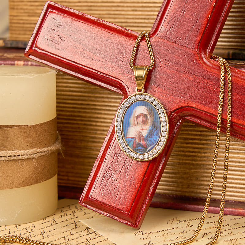 Collar "Virgen Ruega por Nosotros" - Santa María en Oración, Símbolo Profundo de Devoción