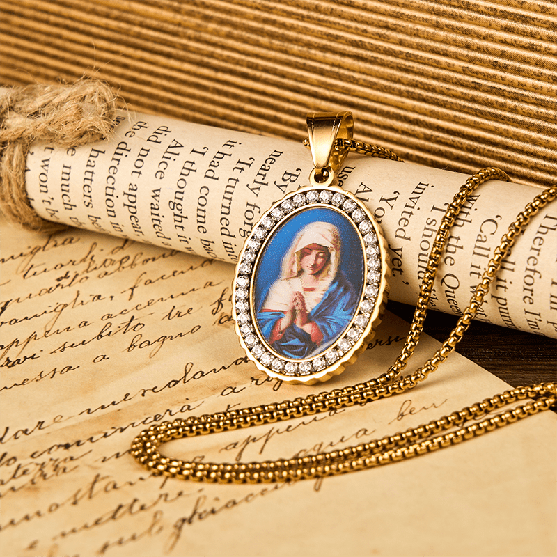 Collar "Virgen Ruega por Nosotros" - Santa María en Oración, Símbolo Profundo de Devoción