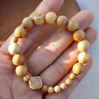 Pulsera Elástica Portátil de Rosario de Rosas en Madera de Olivo