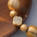 Pulsera Elástica Portátil de Rosario de Rosas en Madera de Olivo