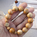 Pulsera Elástica Portátil de Rosario de Rosas en Madera de Olivo