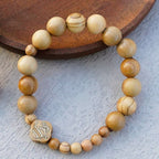 Pulsera Elástica Portátil de Rosario de Rosas en Madera de Olivo