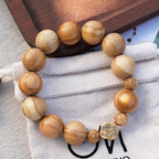 Pulsera Elástica Portátil de Rosario de Rosas en Madera de Olivo