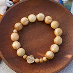 Pulsera Elástica Portátil de Rosario de Rosas en Madera de Olivo