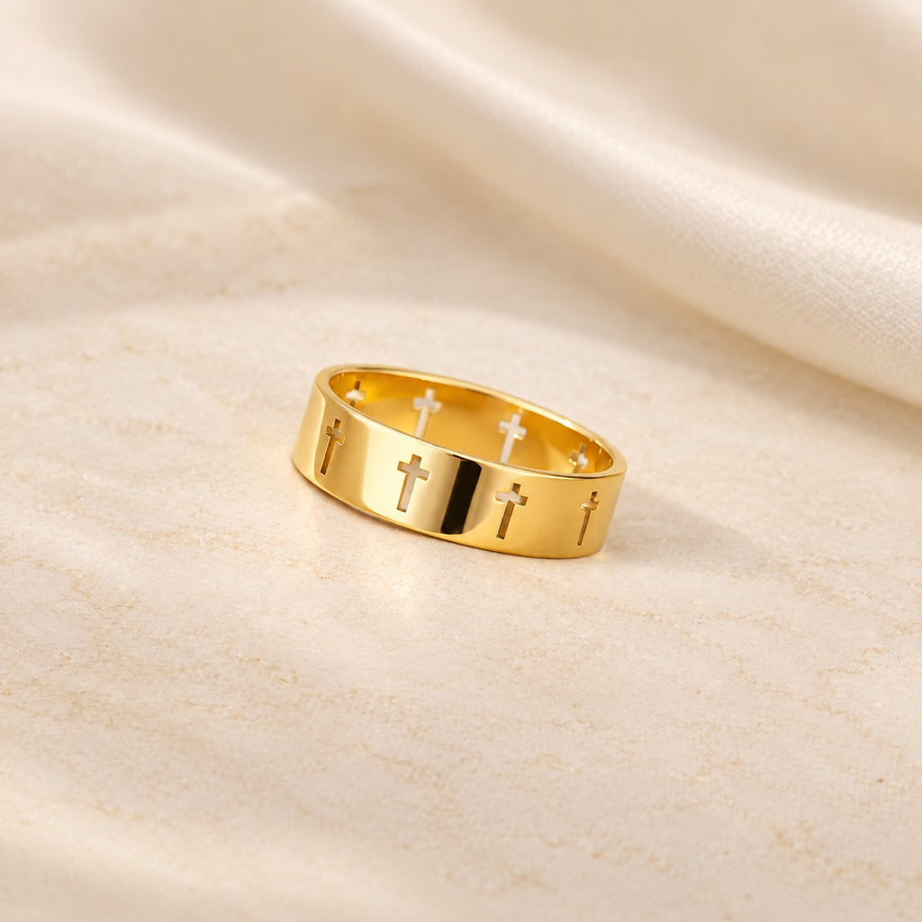 Divine Gold Cross Ring