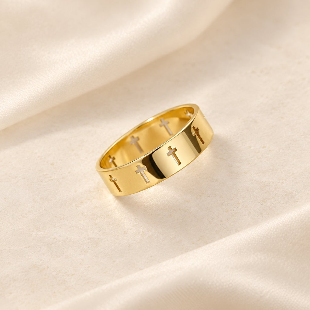 Divine Gold Cross Ring