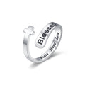Anillo de Fe Ajustable Cruz Bendecida: Paz, Esperanza y Amor