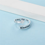 Anillo de Fe Ajustable Cruz Bendecida: Paz, Esperanza y Amor