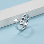Anillo de Fe Ajustable Cruz Bendecida: Paz, Esperanza y Amor
