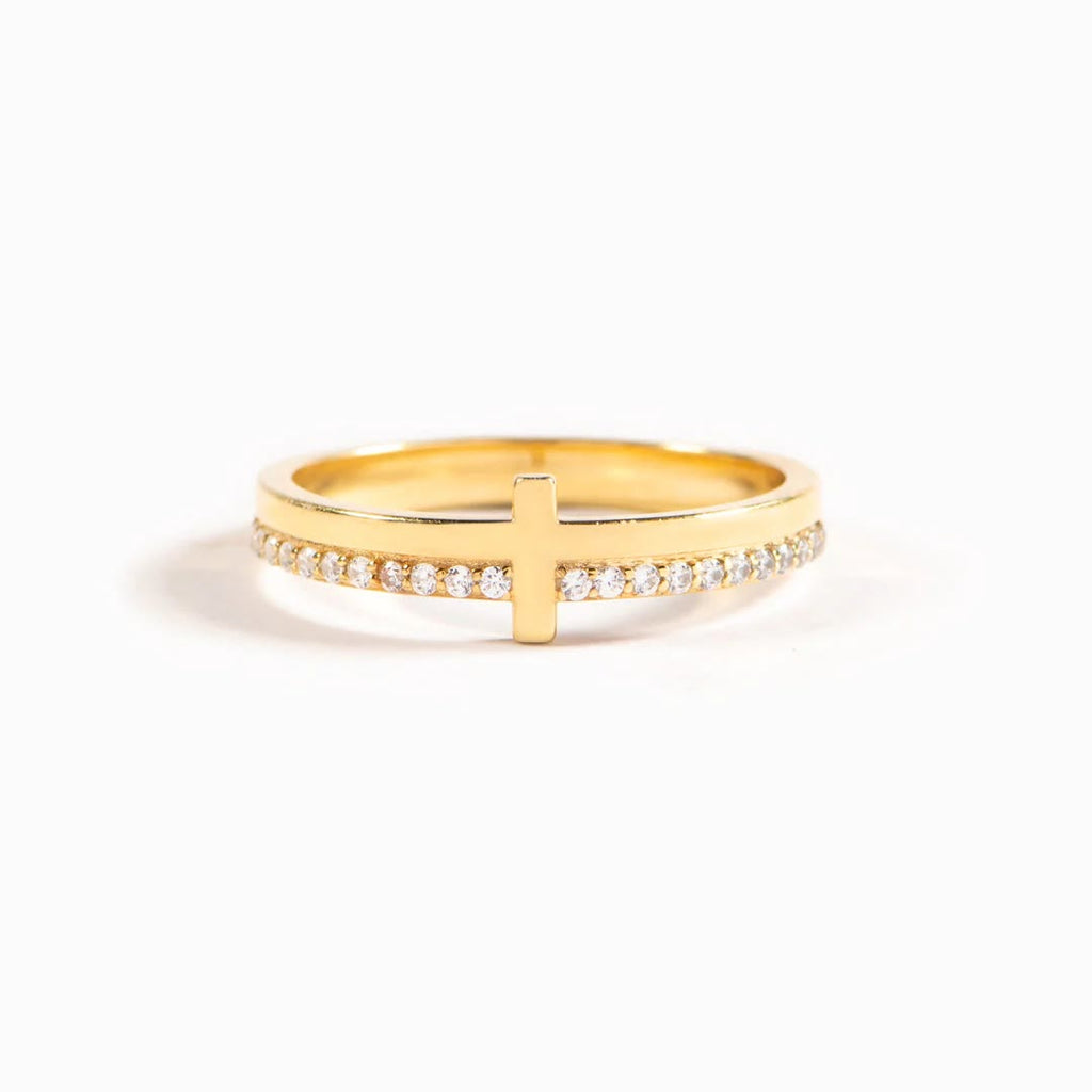 Anillo de Plata 925 "Ora" con JESÚS y Cruz - Fuerza Divina a través de la Fe