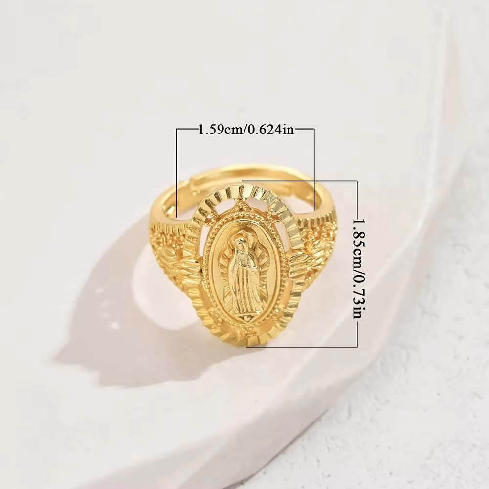 Anillo de la Virgen de Guadalupe Estilo Vintage y Clásico: Homenaje Eterno a la Fe y la Elegancia