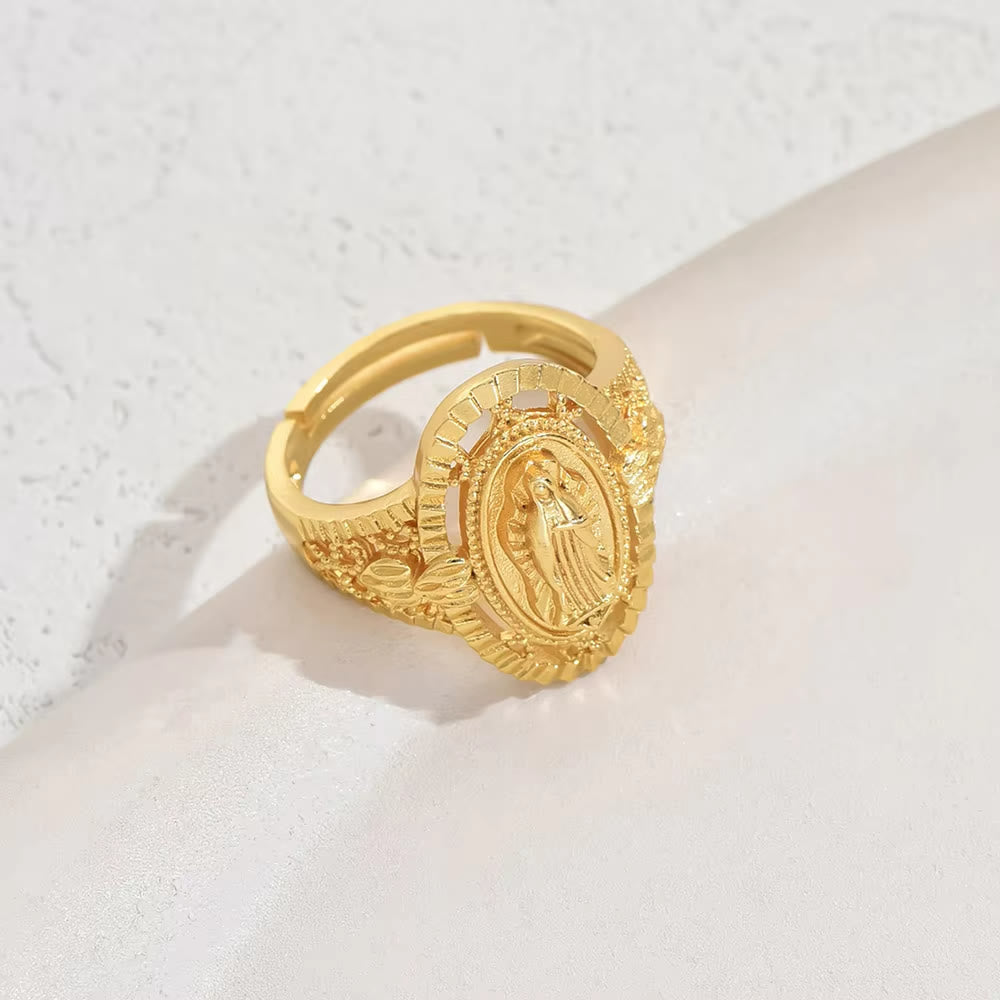 Anillo de la Virgen de Guadalupe Estilo Vintage y Clásico: Homenaje Eterno a la Fe y la Elegancia
