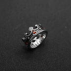 Anillo Corona de la Fe con Cruz en 4 Colores - Gemas Rojas de Diseño Divino