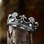 Anillo Corona de la Fe con Cruz en 4 Colores - Gemas Rojas de Diseño Divino