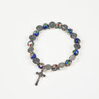 Pulsera Artesanal de Bendición Divina con Cuentas de Cloisonné Azul: Símbolo de Fe