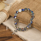 Pulsera Artesanal de Bendición Divina con Cuentas de Cloisonné Azul: Símbolo de Fe