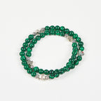 Pulsera Rosario de Fe con Cuentas de Malaquita Verde y Cruz "Amo a Jesús"
