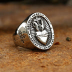 Anillo de Bendición del Sagrado Corazón de Jesús y Cruz en 3 Colores