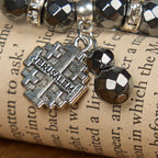 Pulsera Inspirada en Jerusalén de Piedra Negra Brillante: Símbolo de Fe