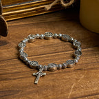 Pulsera de Metal con Medalla de la Virgen y Crucifijo de Símbolo Sagrado: Señal de Devoción