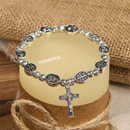 Pulsera de Metal con Medalla de la Virgen y Crucifijo de Símbolo Sagrado: Señal de Devoción
