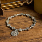 Pulsera de Rosa con Crucifijo de San Benito: Accesorio Cristiano Eterno de Fe Diaria