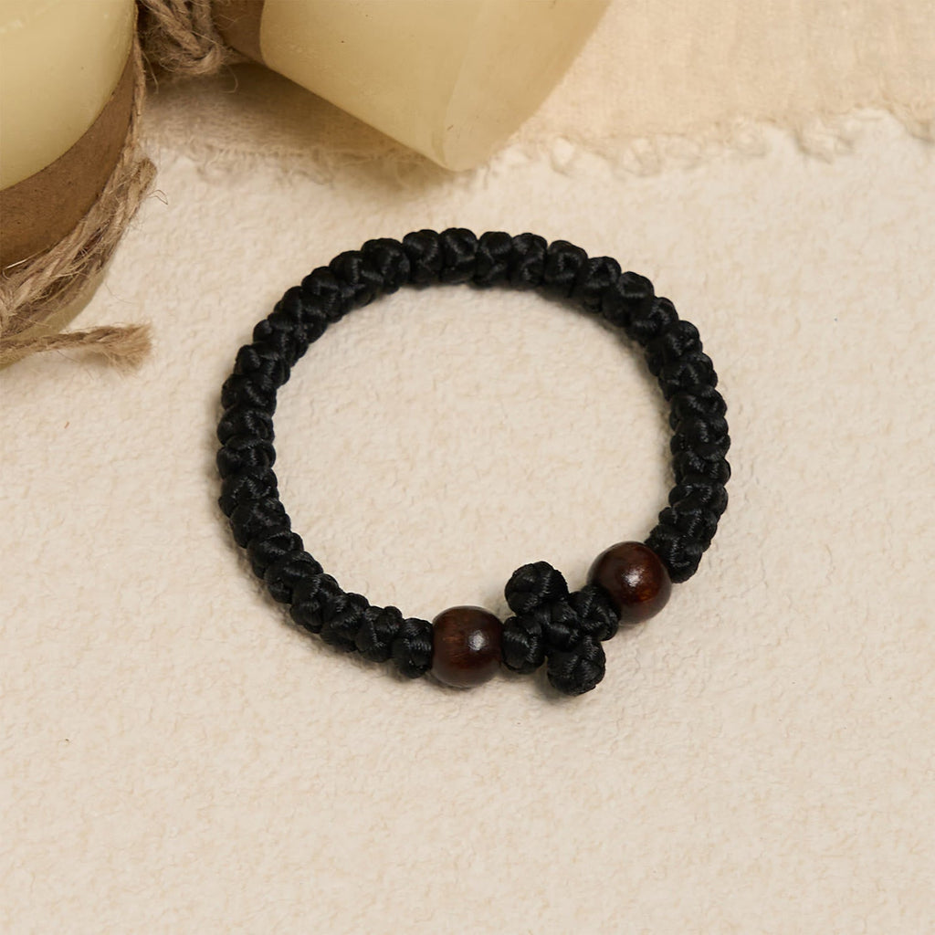 Pulsera de Cordón con Nudo de Cruz Azul y Negro: Señal de Fe