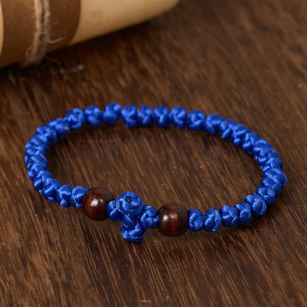 Blue & Black Cross-Knot String Bracelet