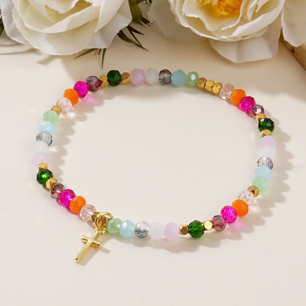 Pulsera de Cristal Multicolor con Tarjeta de Bendición: Muestra Viva de Fe
