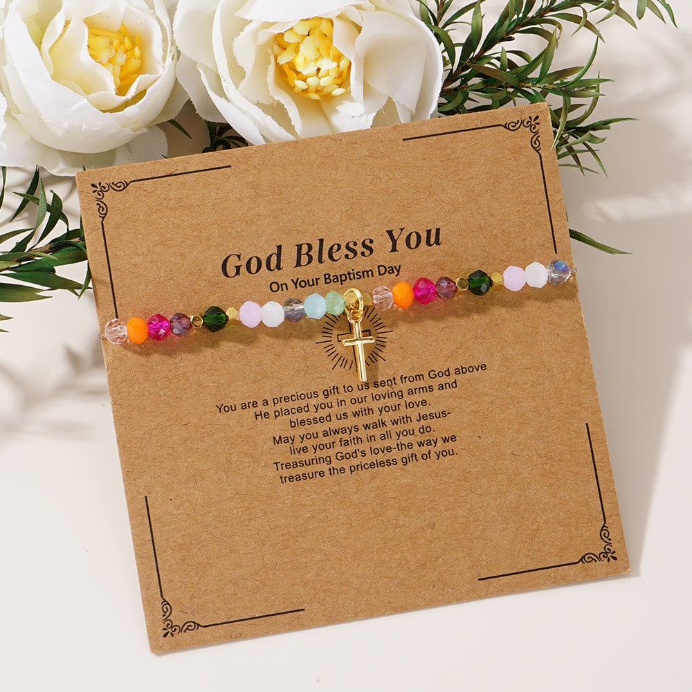 Pulsera de Cristal Multicolor con Tarjeta de Bendición: Muestra Viva de Fe