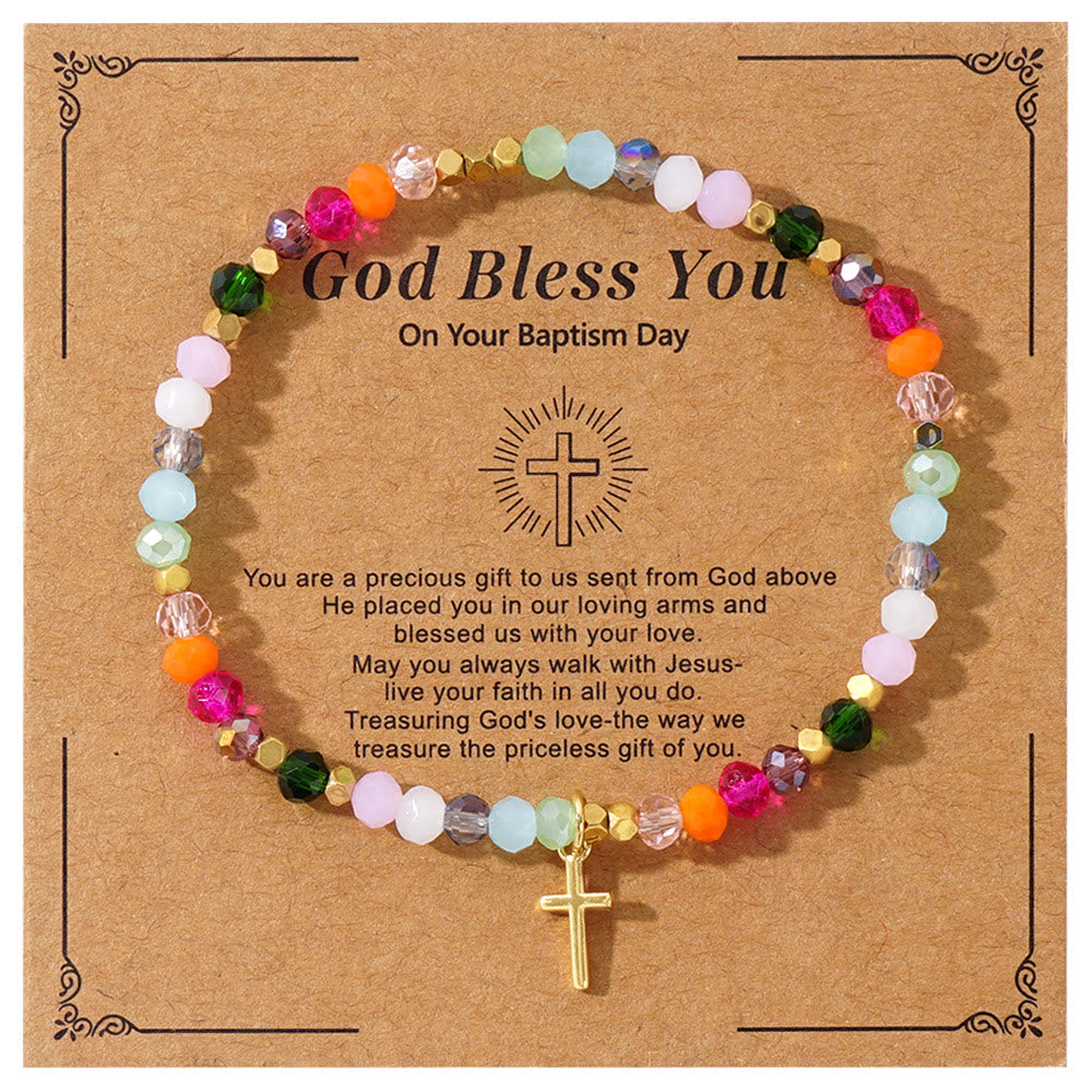 Pulsera de Cristal Multicolor con Tarjeta de Bendición: Muestra Viva de Fe