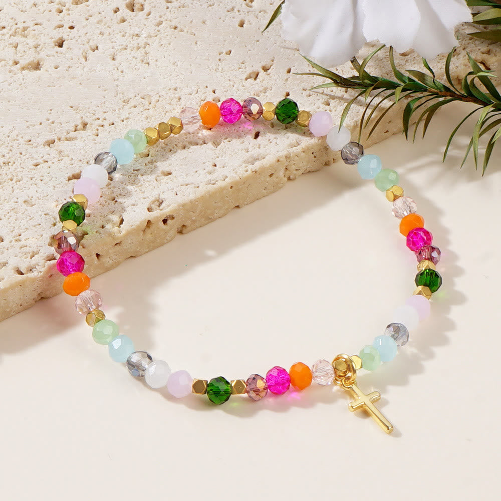 Pulsera de Cristal Multicolor con Tarjeta de Bendición: Muestra Viva de Fe