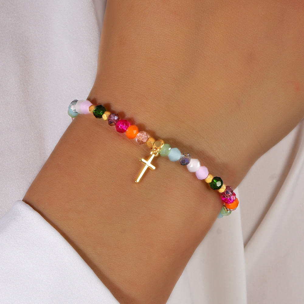 Pulsera de Cristal Multicolor con Tarjeta de Bendición: Muestra Viva de Fe