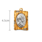 Collar con Dije de la Virgen María en Madera de Olivo y Metal: Recuerdo Devocional Eterno