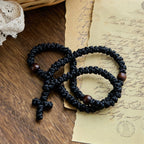 Collar de Cordón Azul y Negro con Cruz y 100 Nudos de Bendición: Símbolo de Bendición Santa