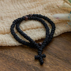 Collar de Cordón Azul y Negro con Cruz y 100 Nudos de Bendición: Símbolo de Bendición Santa