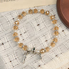 Pulsera Elástica Moderna de Cristal Transparente con Crucifijo y Medalla Milagrosa